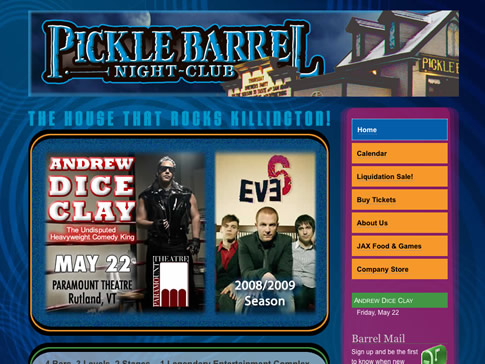 Pickle Barrel Nightclub - Killington VT - Website by Greenscreen Graphics Pickle Barrel Nightclub - Killington VT - Website by Greenscreen Graphics